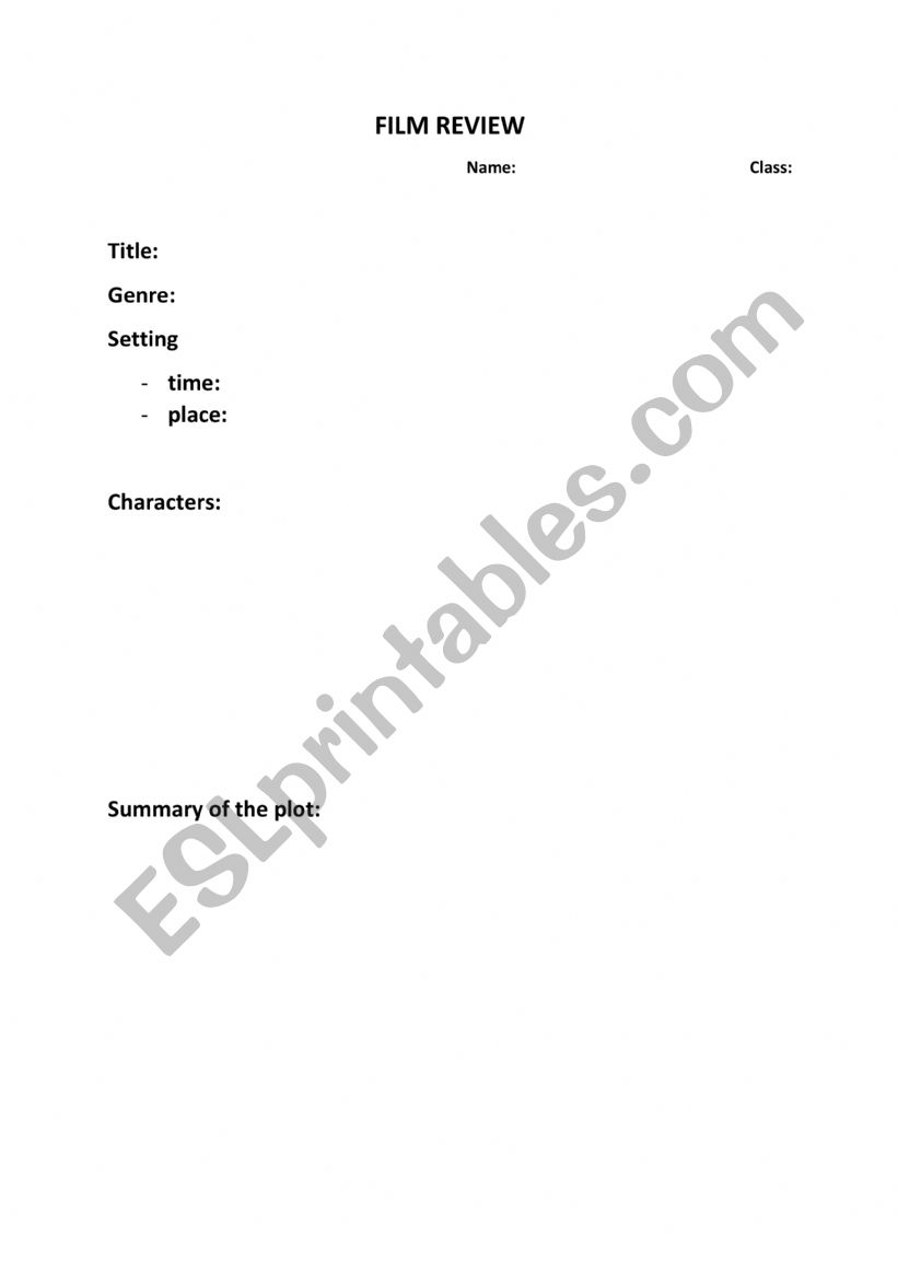 Film review worksheet