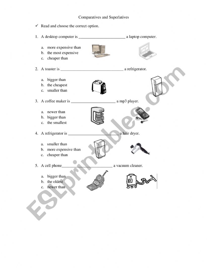 Superlatives and comparatives worksheet