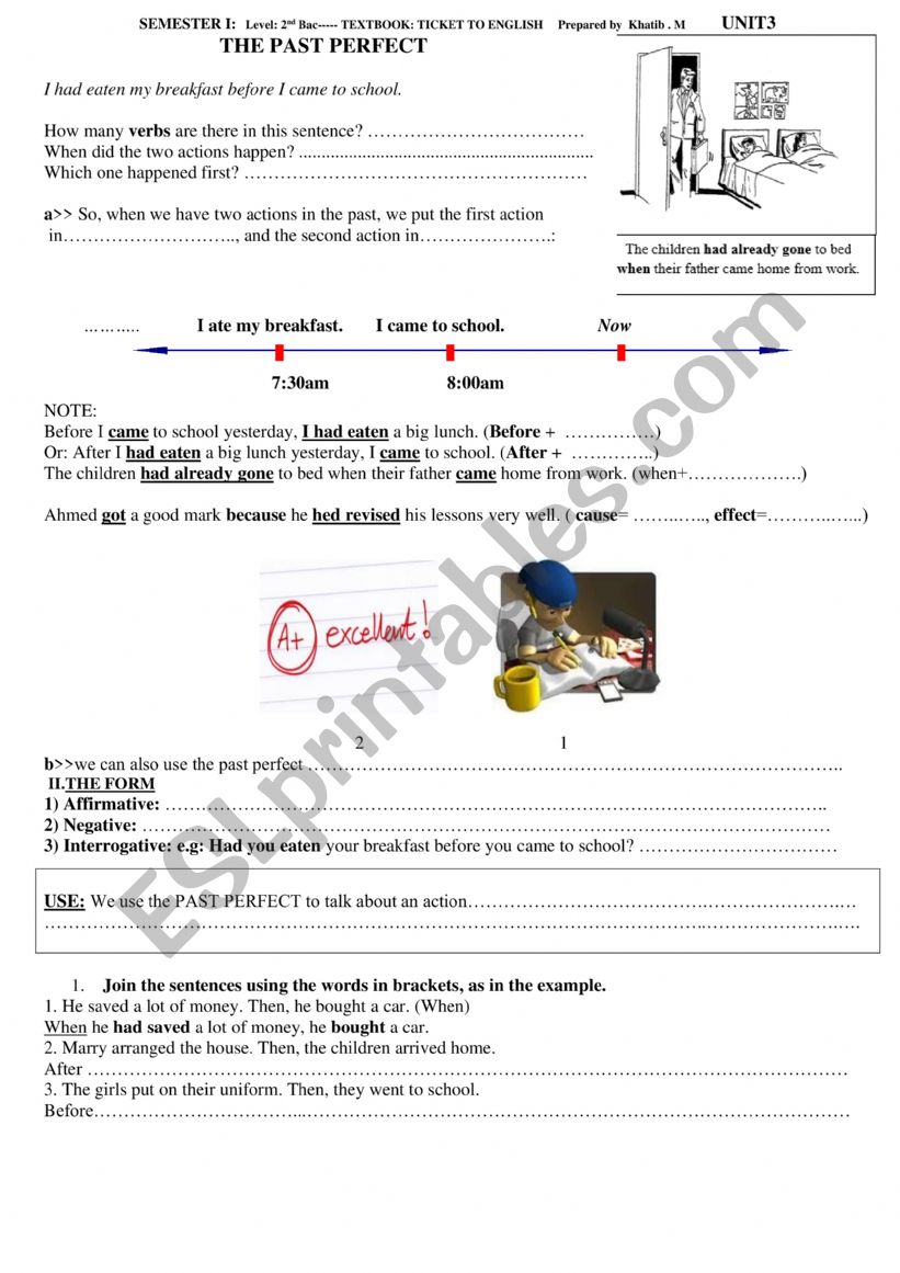 Past perfect  worksheet