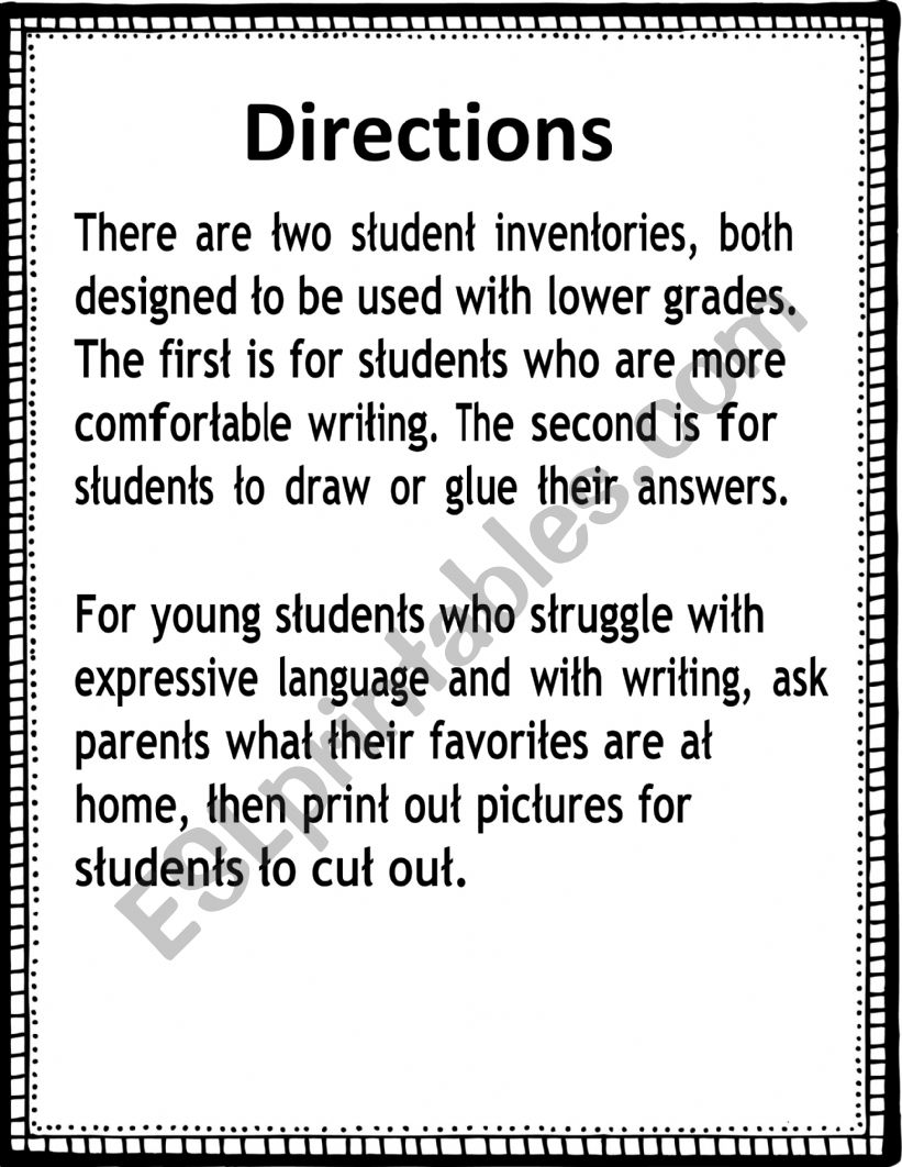 my favorite things to do  worksheet