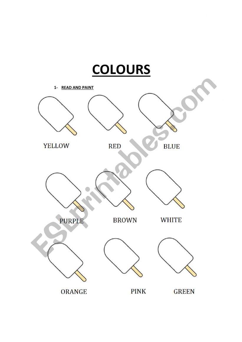 COLOURFULL ICE CREAMS worksheet