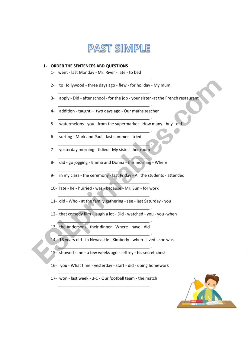 Past simple activity worksheet