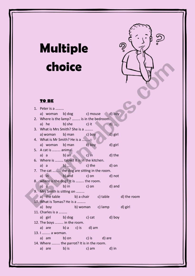 Multiple choice worksheet