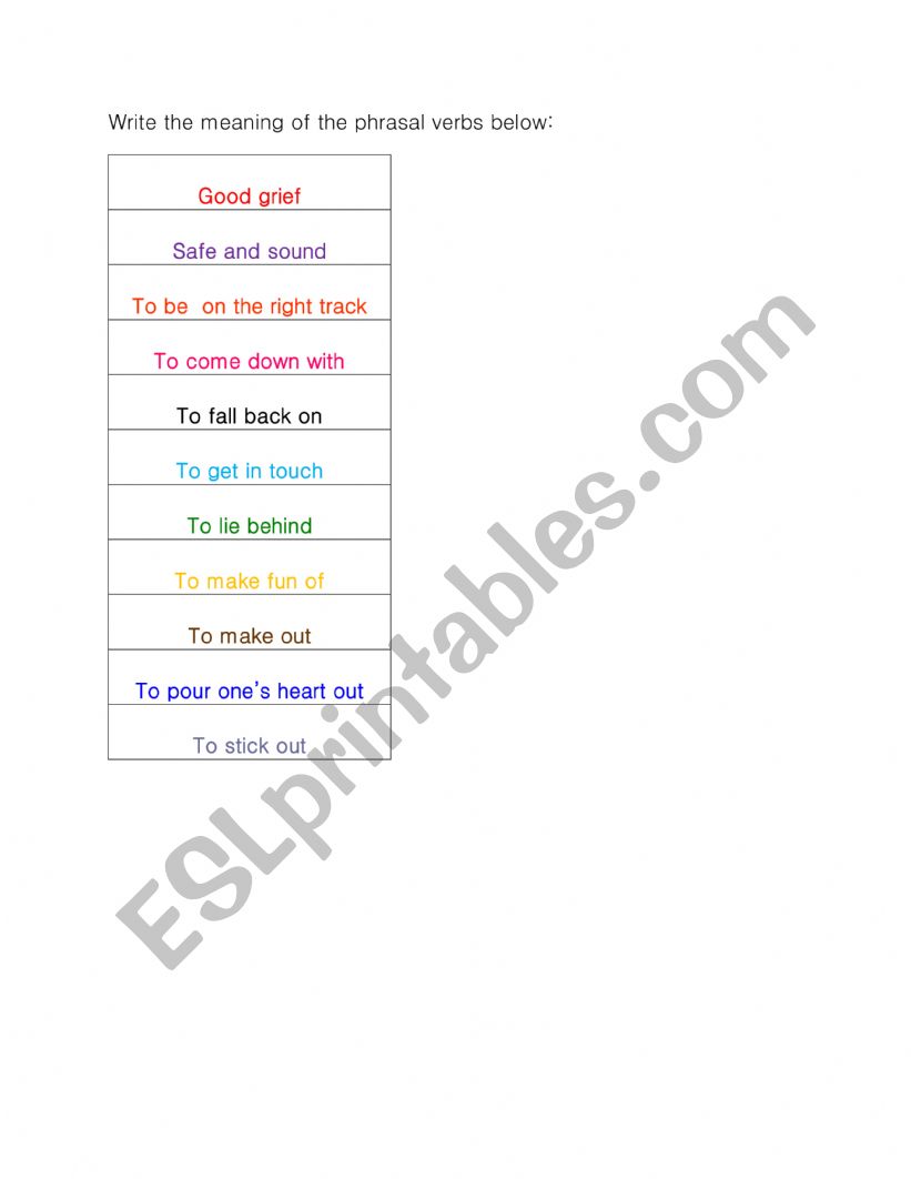 Phrasal Verbs Practice worksheet