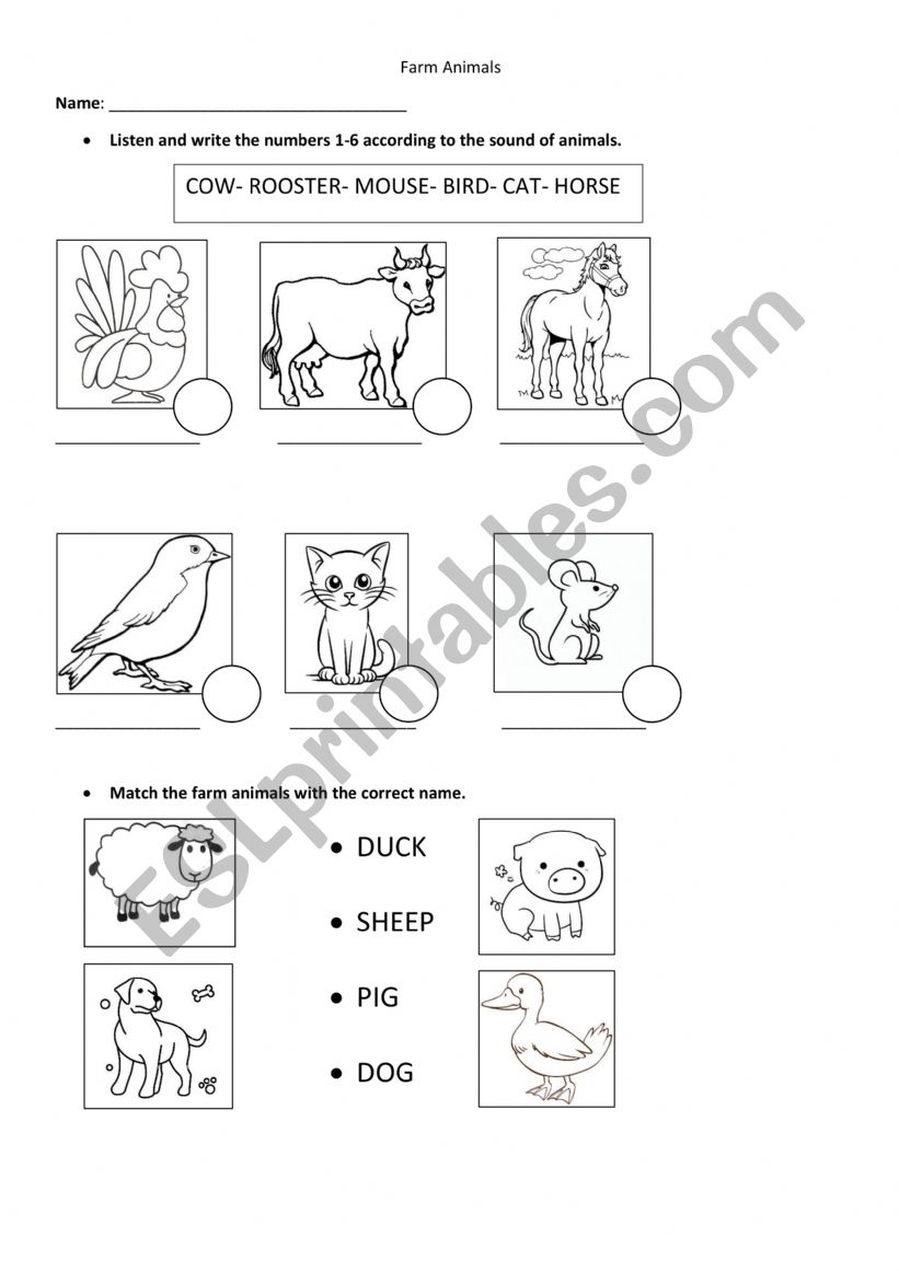 Farm Animals worksheet