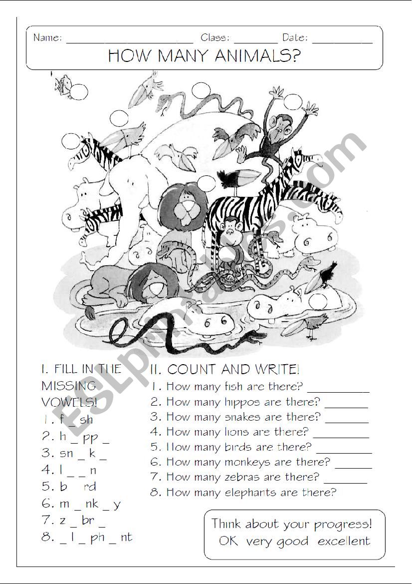 how many...animals? - ESL worksheet by Makigi