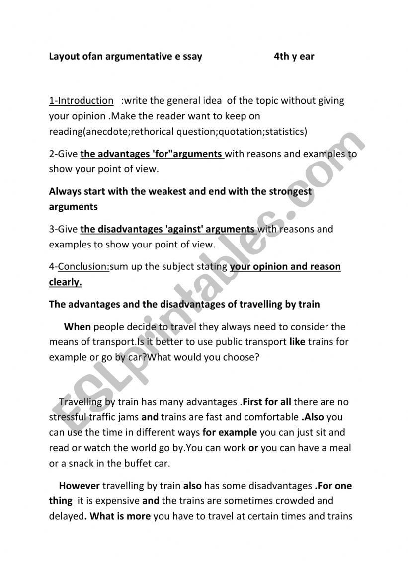 an argumentative essay worksheet