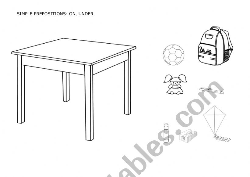 simple prepositions of place worksheet