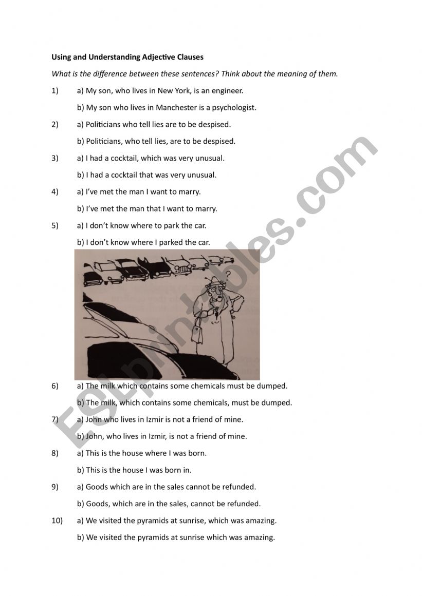 Use of Adjective (Relative) Clauses 