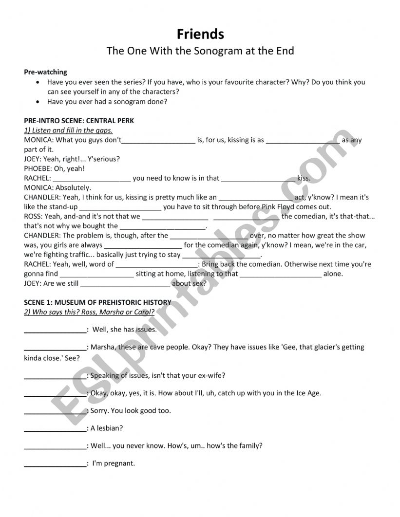 Friends worksheet worksheet