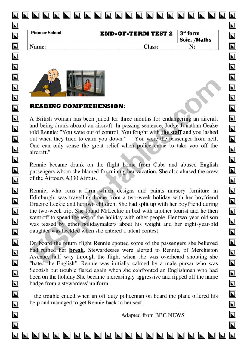 end-of-term test 2 3rd form sciences