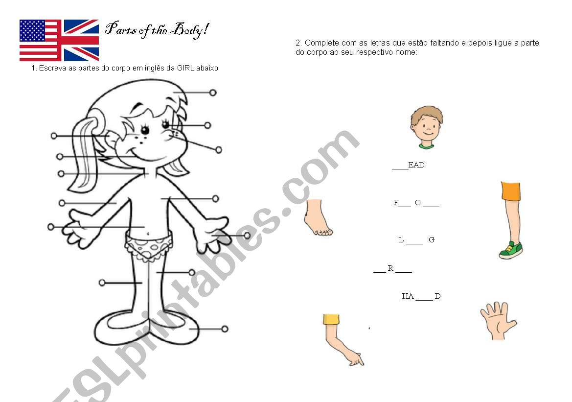 Parts of the body worksheet