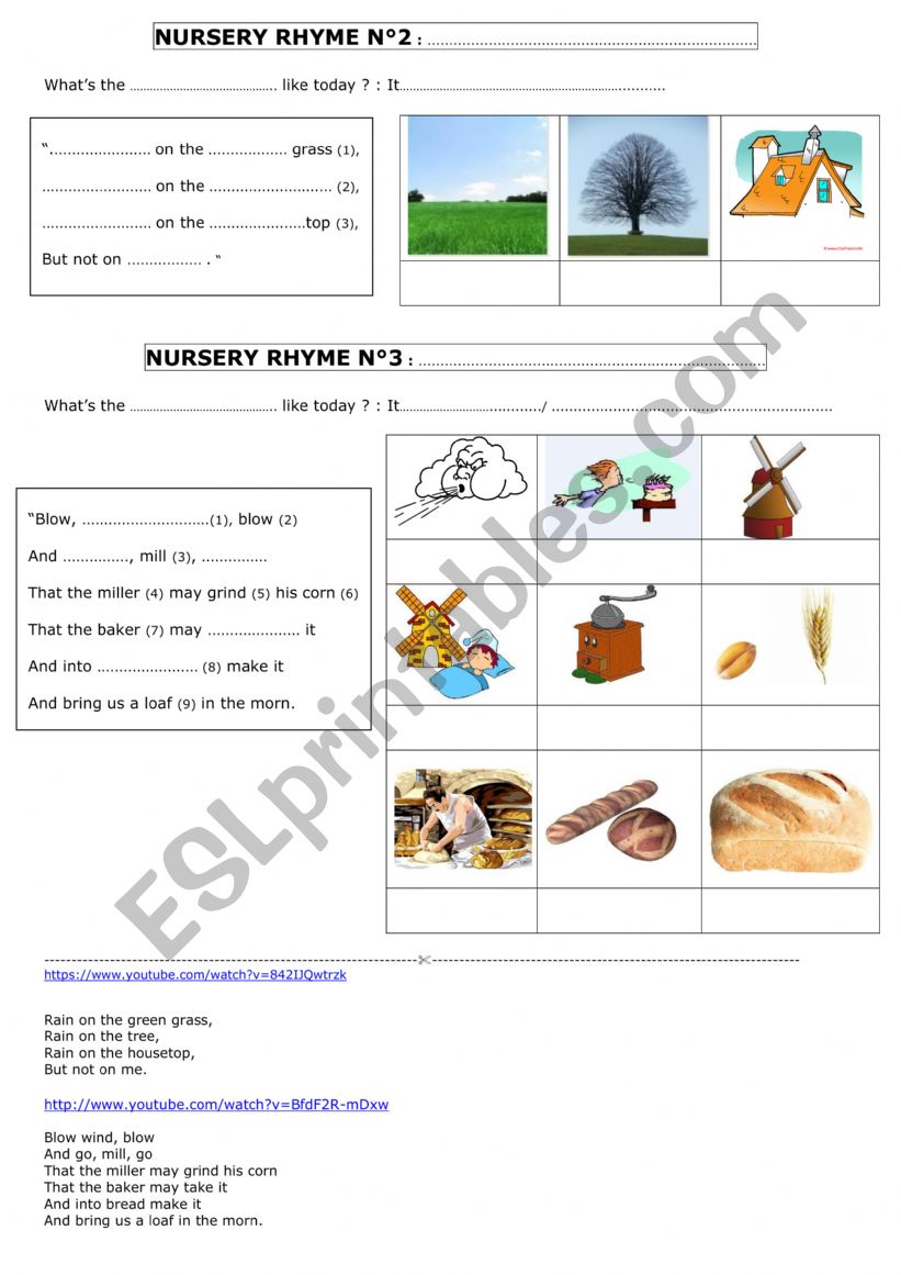 nursery rhymes ( weather) worksheet