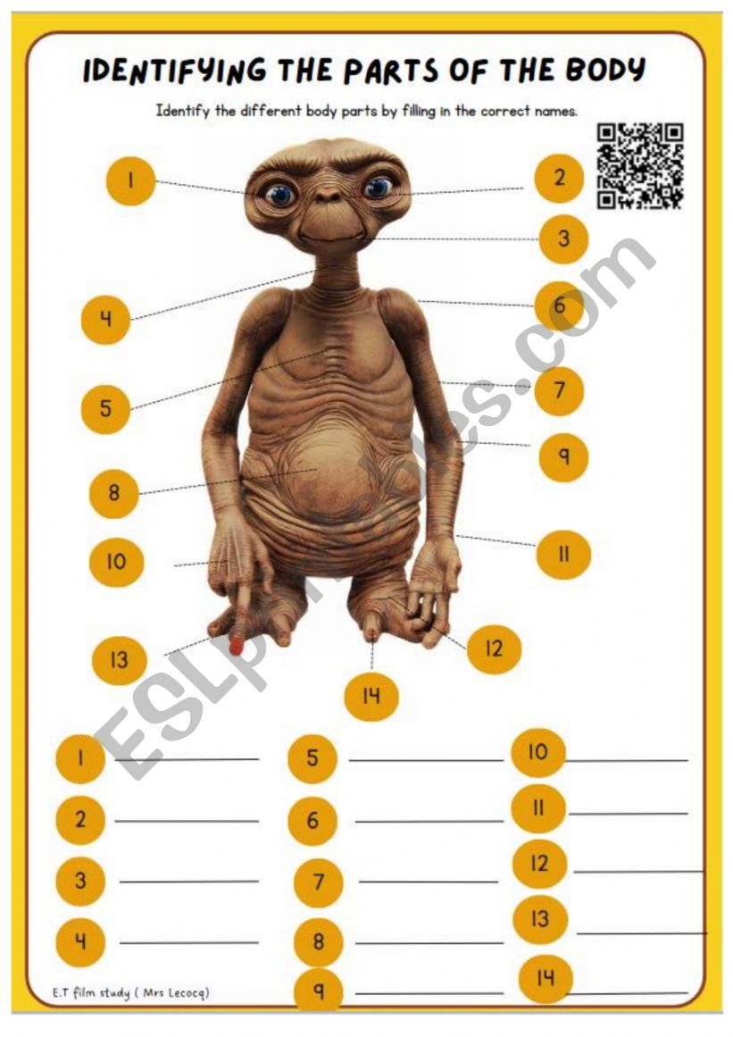 E.T the extra terrestrial body parts