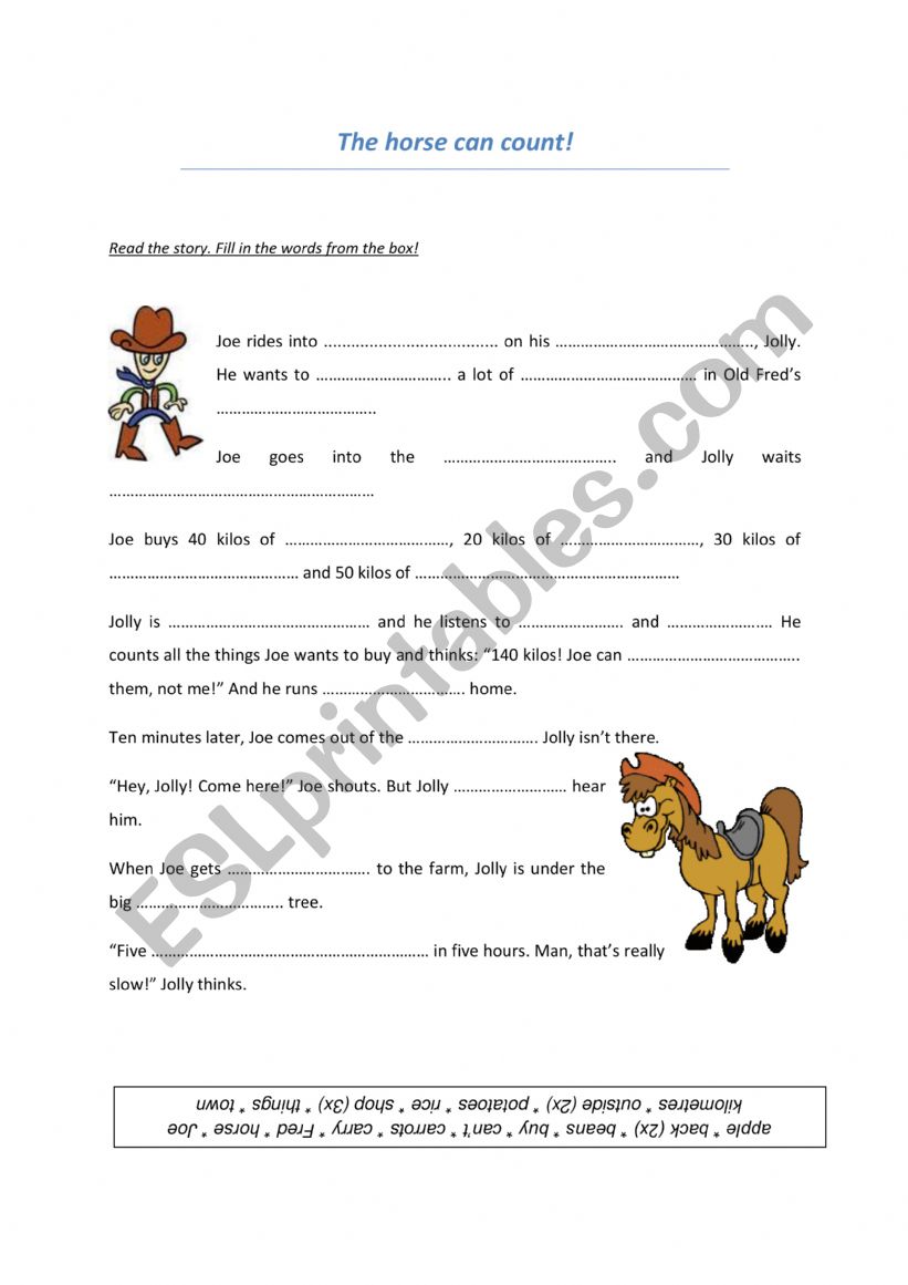 The horse can count worksheet