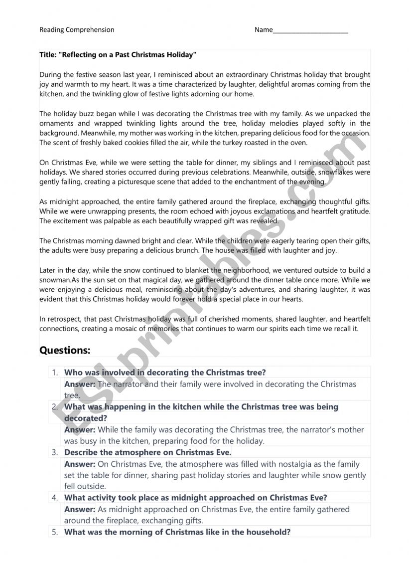 Reflecting on a Past Christmas Holiday