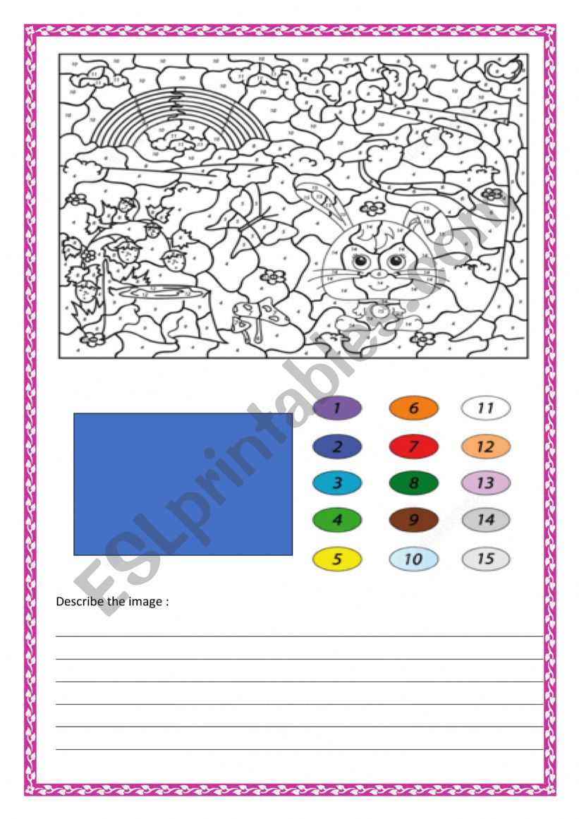 colour by number level 2-3 worksheet
