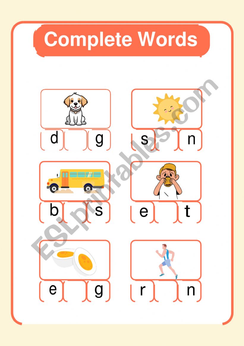 Complete the word worksheet