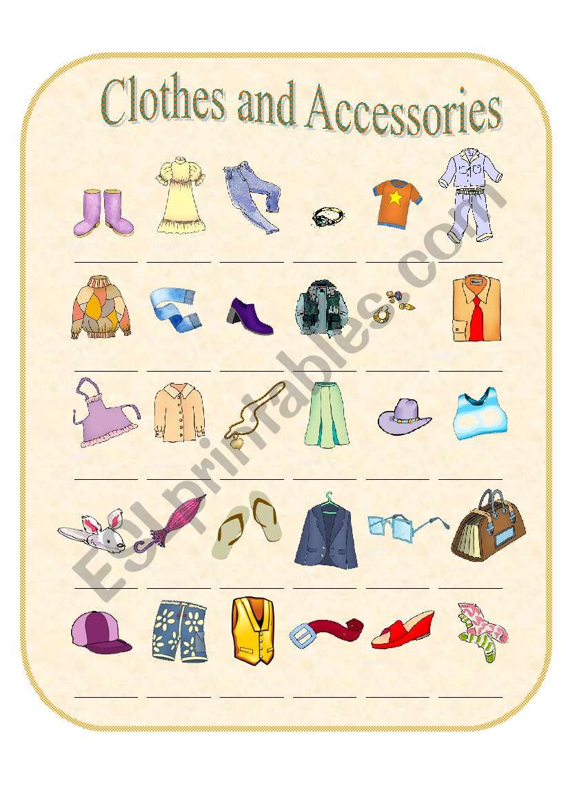 Clothes and Accessories worksheet