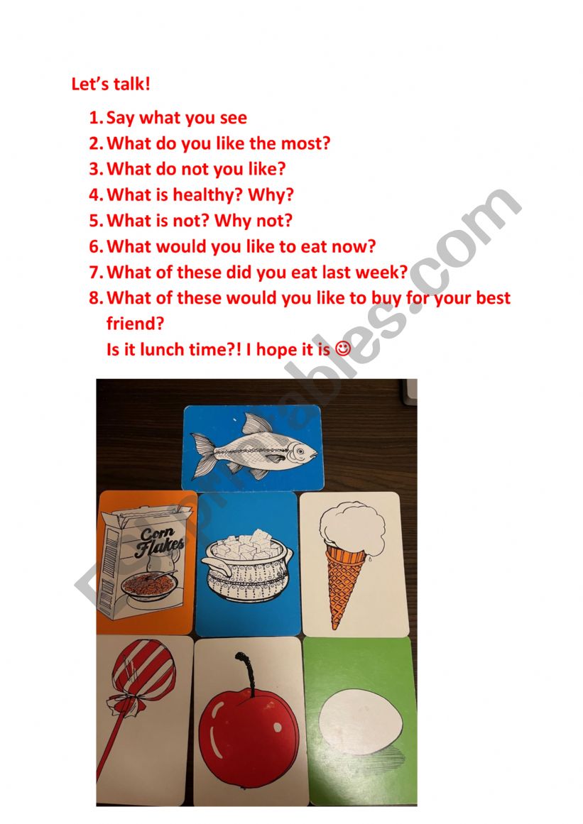 LetÃ¯Â¿Â½s talk a bit about food/like/dislike/healthy/unhealthy