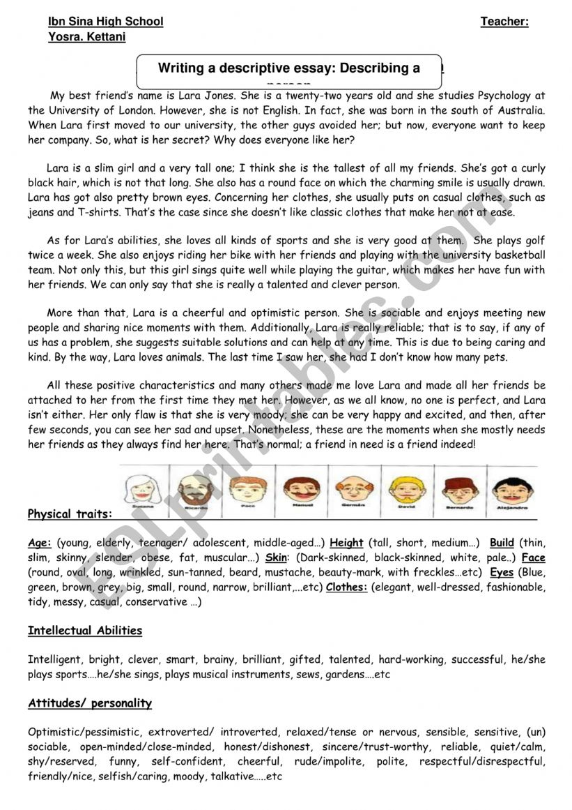Descriptive essay describing a person