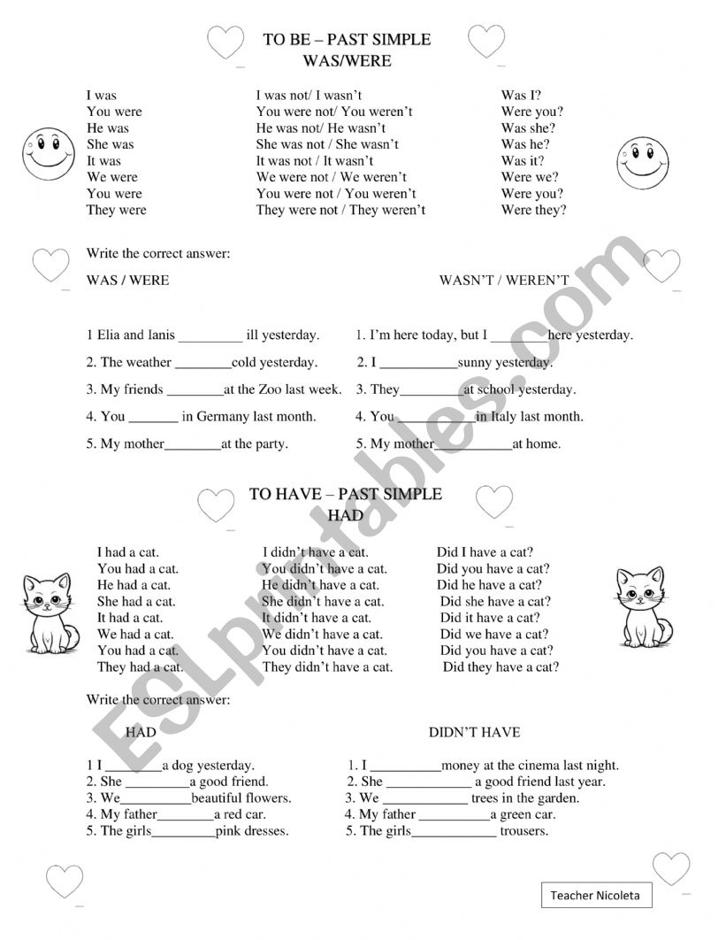 PAST SIMPLE - TO BE & TO HAVE worksheet