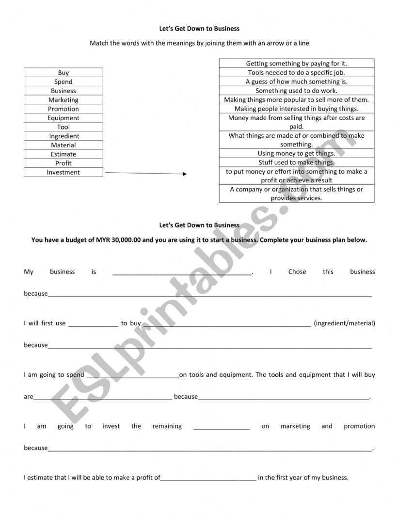 Business vocabulary & planning