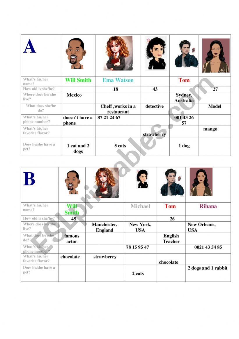 gap activity worksheet