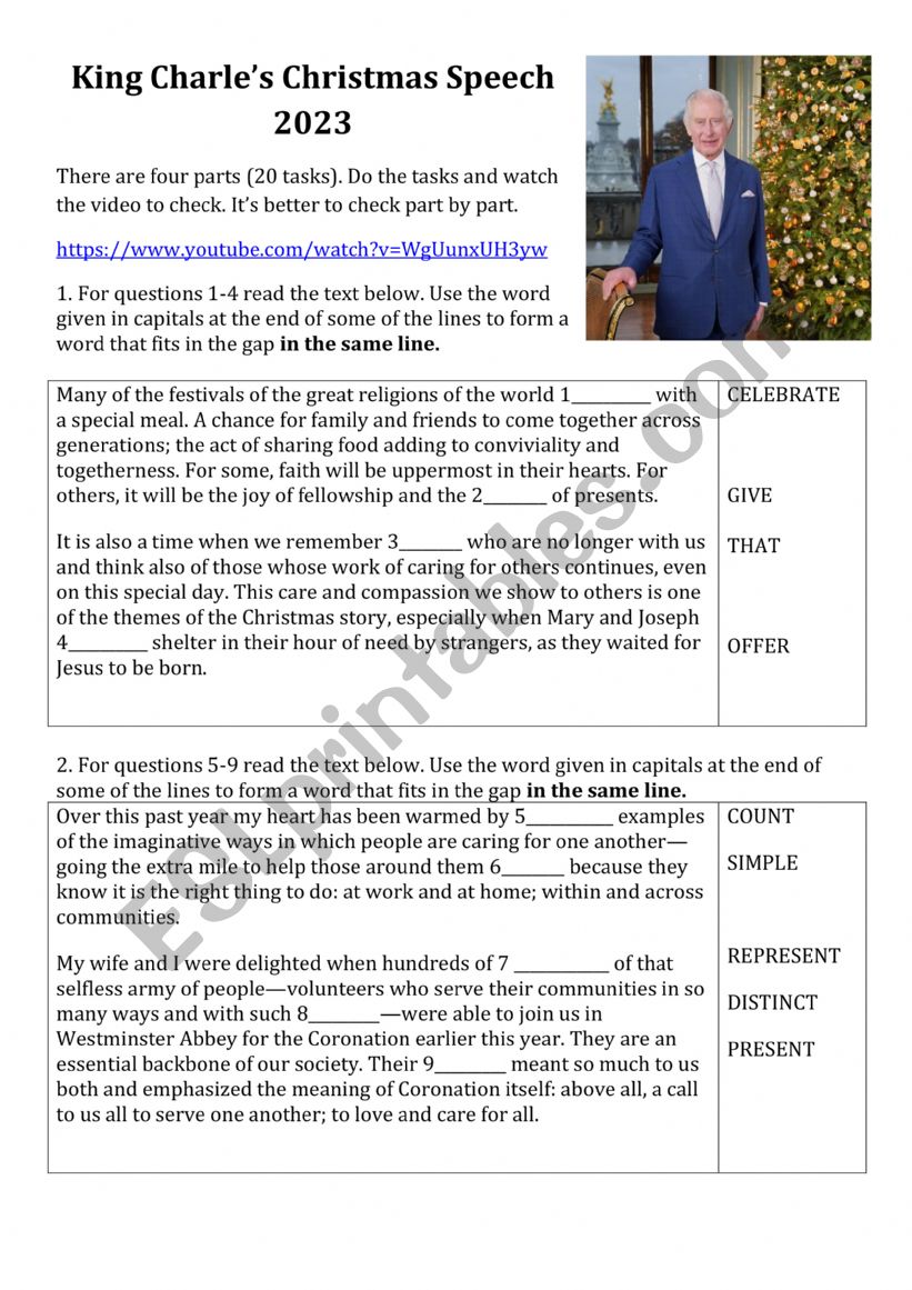 Kingï¿½s speech. Christmas 2023 ESL worksheet by feyaN