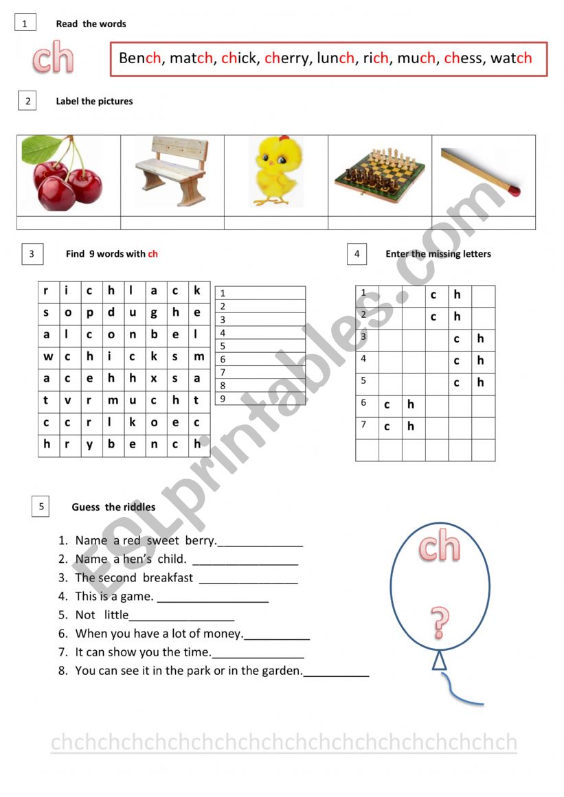 Exercises with  CH worksheet