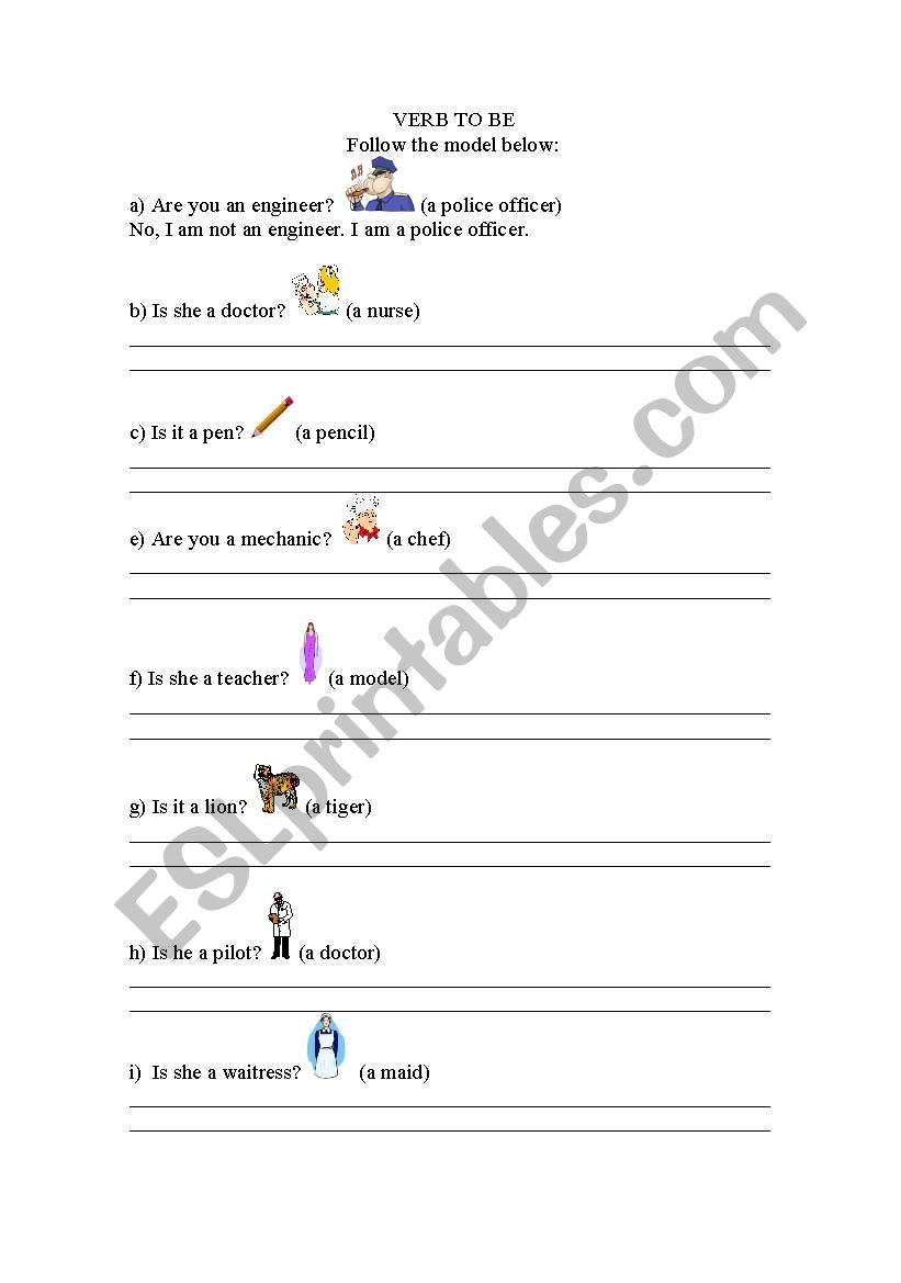 VERB TO BE worksheet