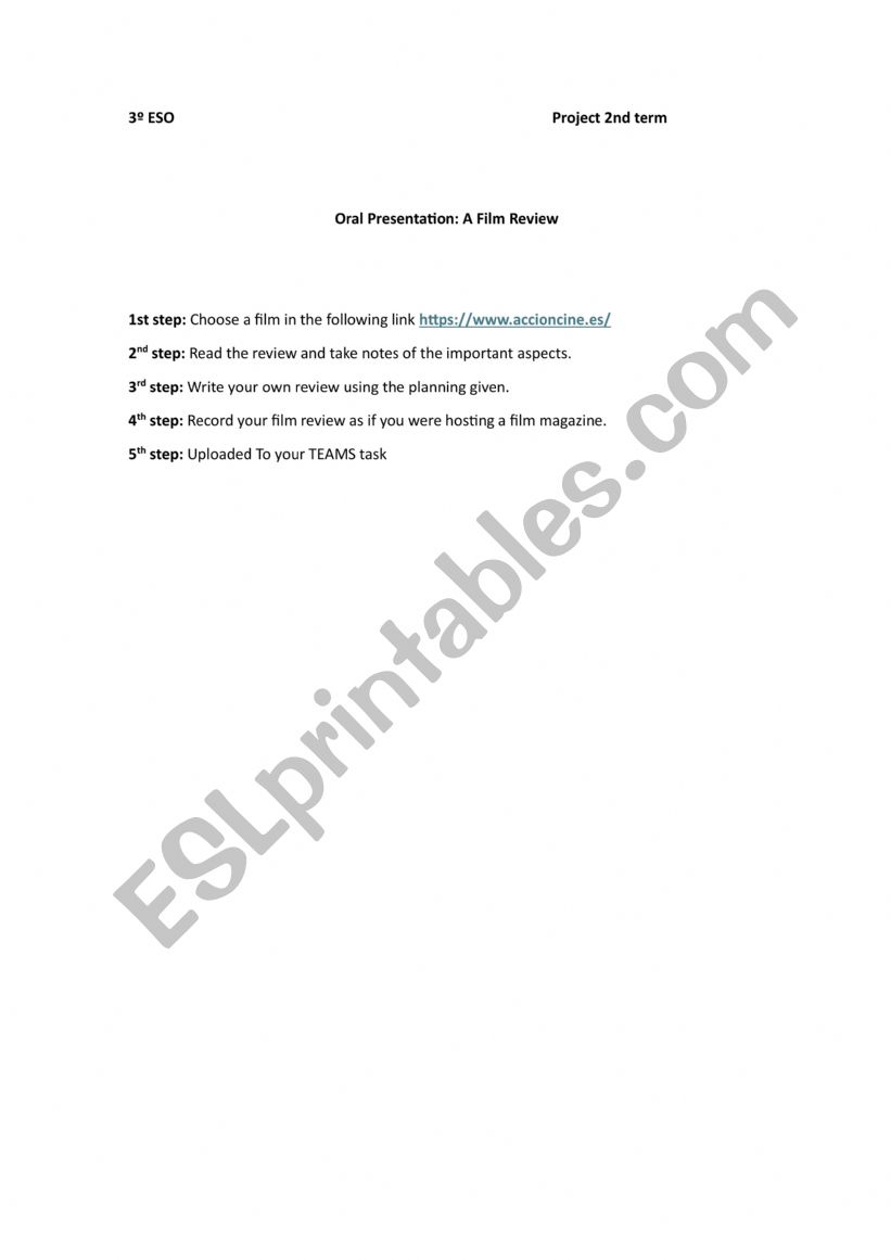 Project: Film Review worksheet
