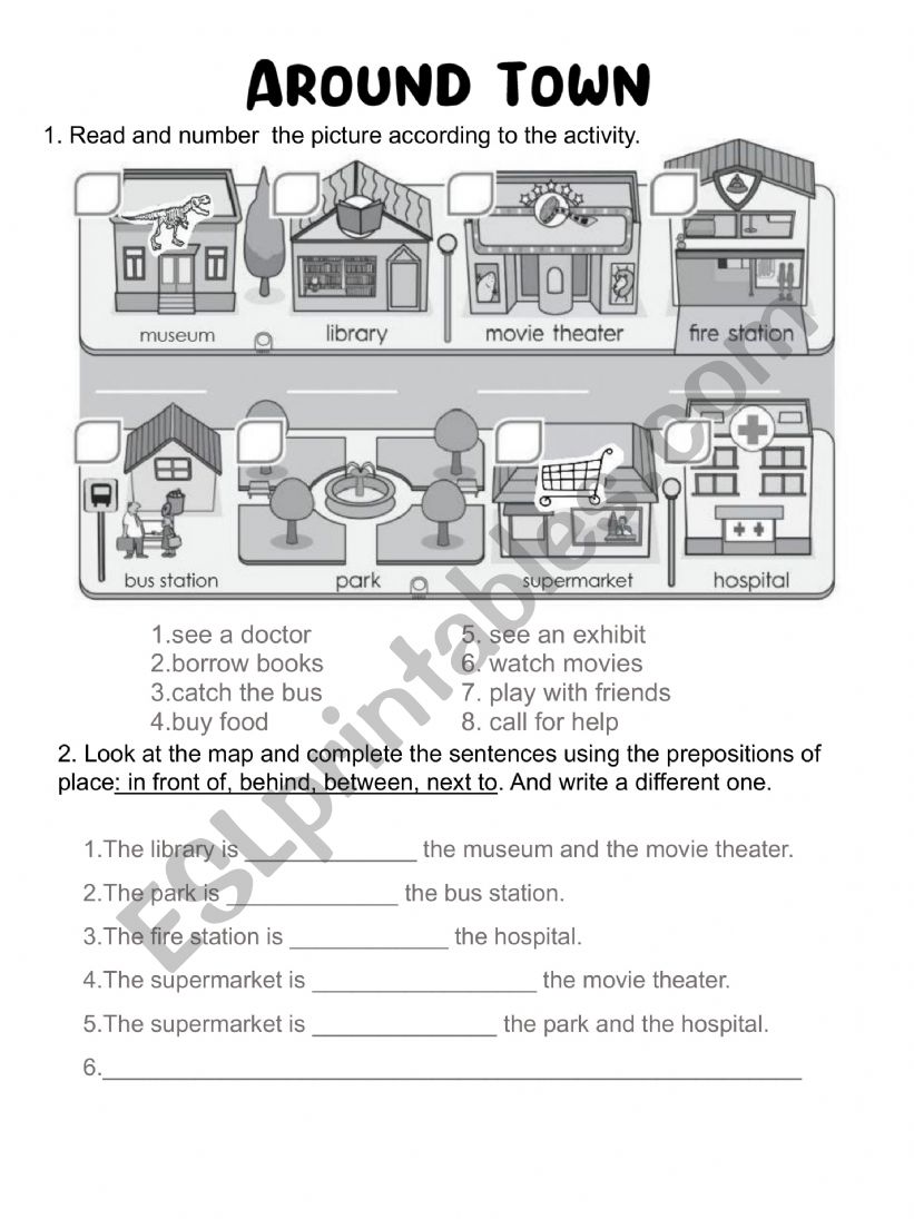 Around town worksheet