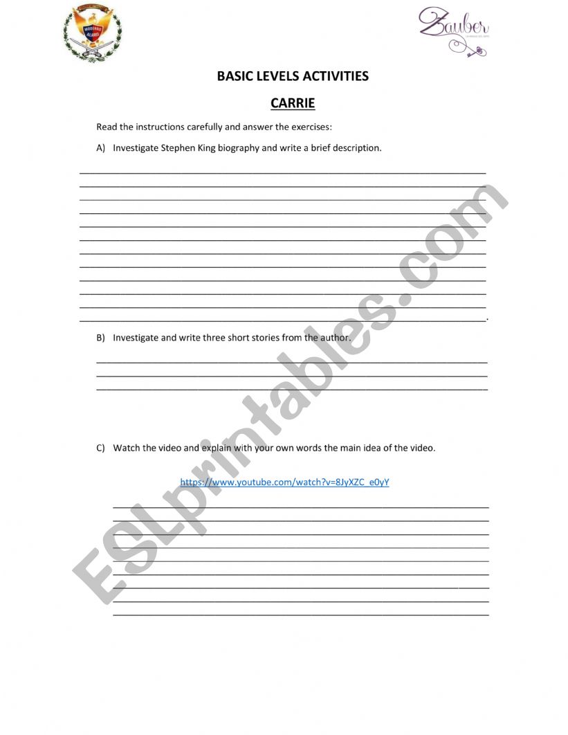 Carrie worksheet