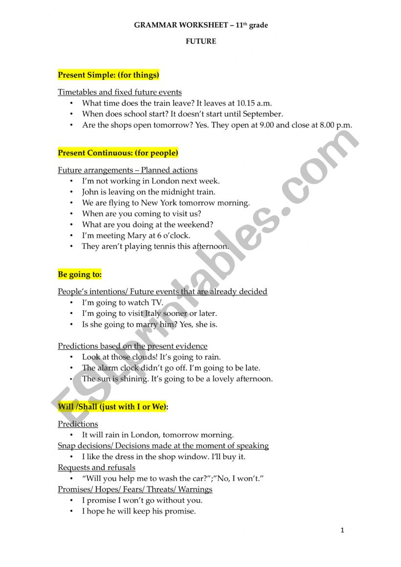 Informative Sheet - Future forms