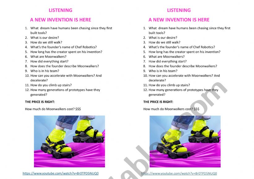 Moonwalkers A new invention worksheet