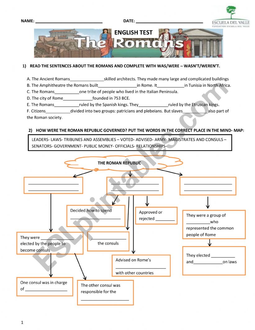 The Romans worksheet