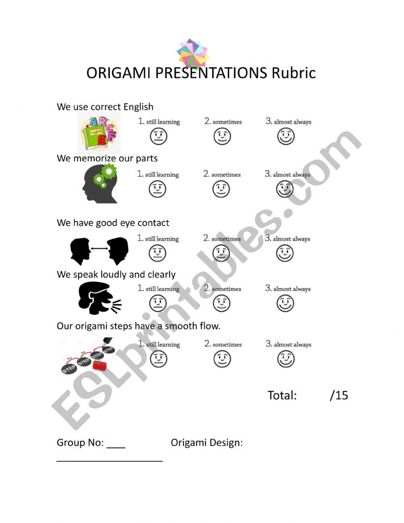 Origami Rubric worksheet