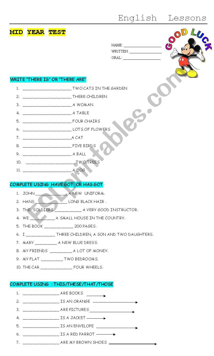 TEST worksheet