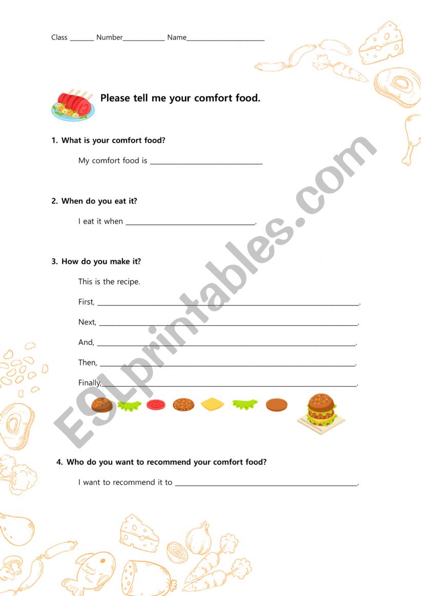 Comfort Food worksheet