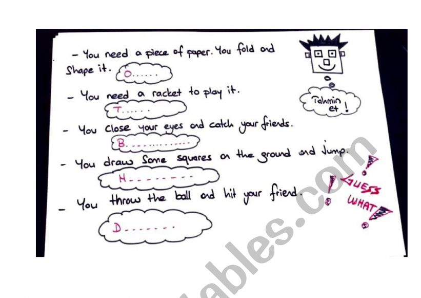 Games and hobbies worksheet