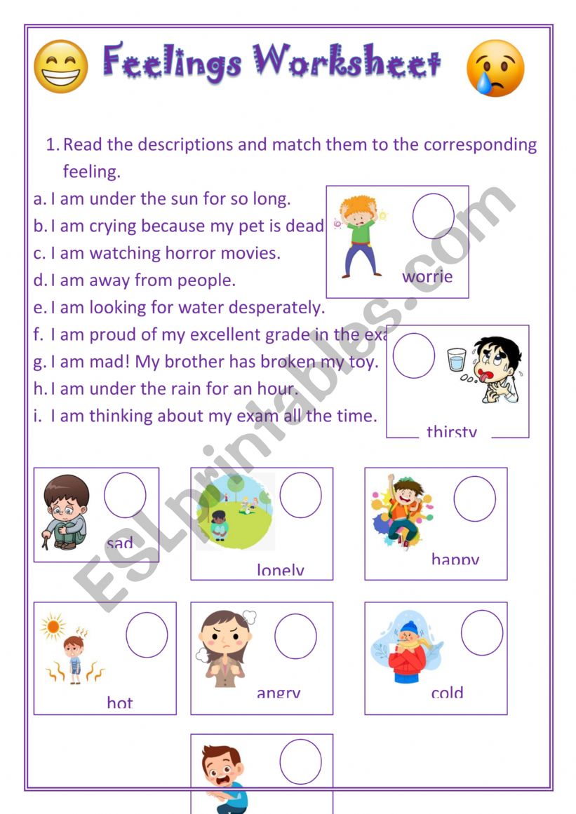 feelings matching worksheet worksheet