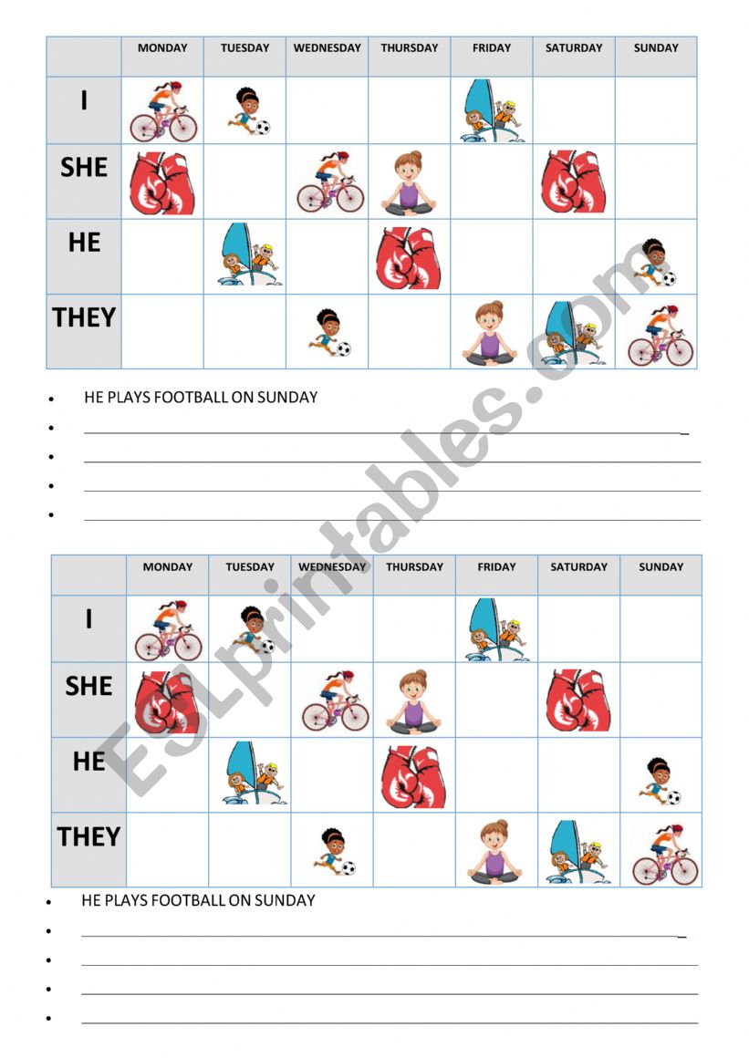 SPORTS AND ROUTINES worksheet