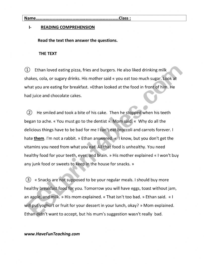 End of term test 3 worksheet