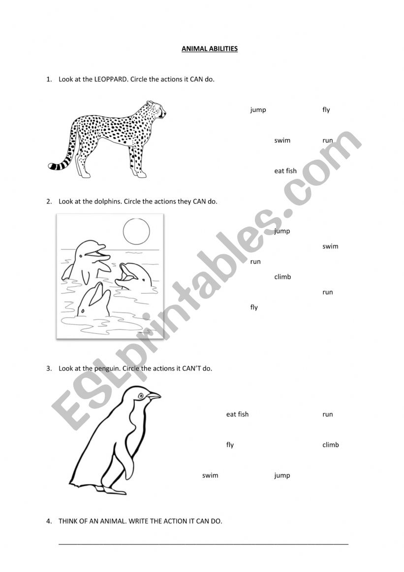 CAN AND CAN�T worksheet