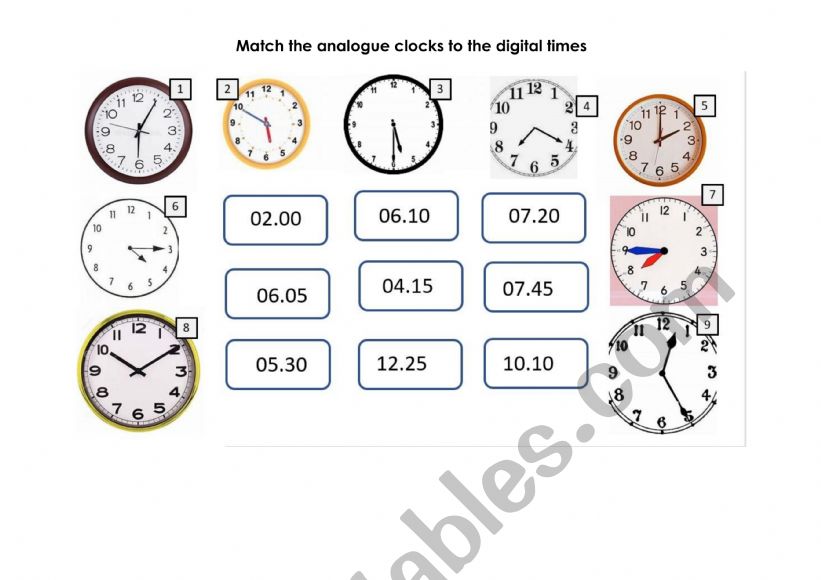 Analogue to digital times worksheet