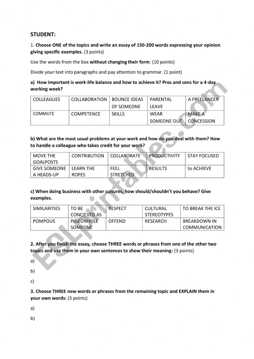 Business English C1. worksheet