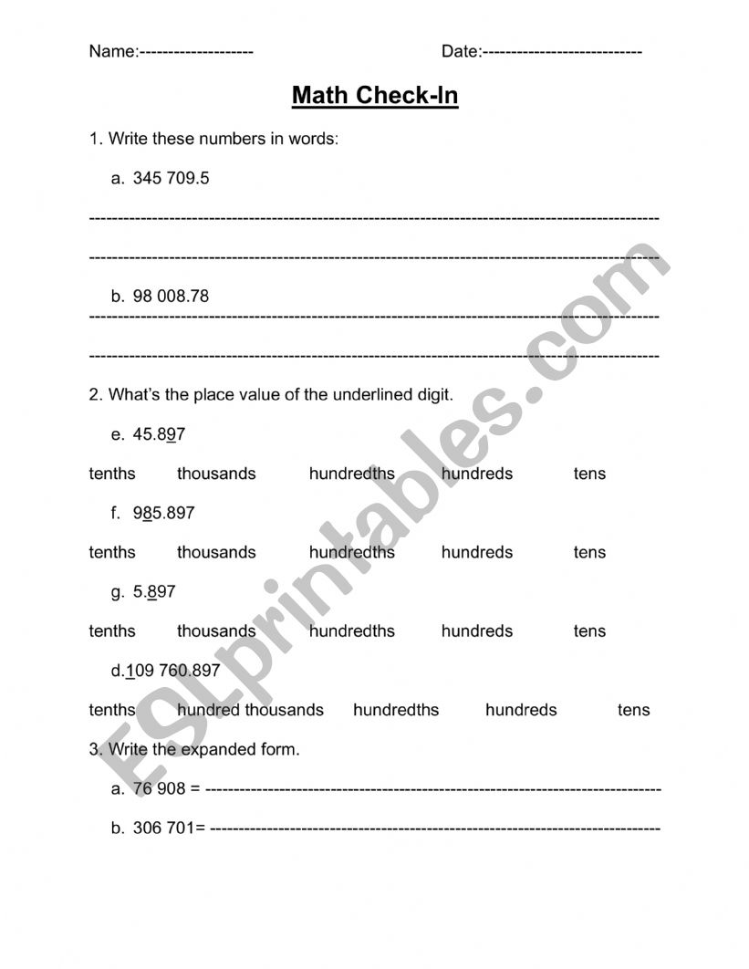 Ms worksheet