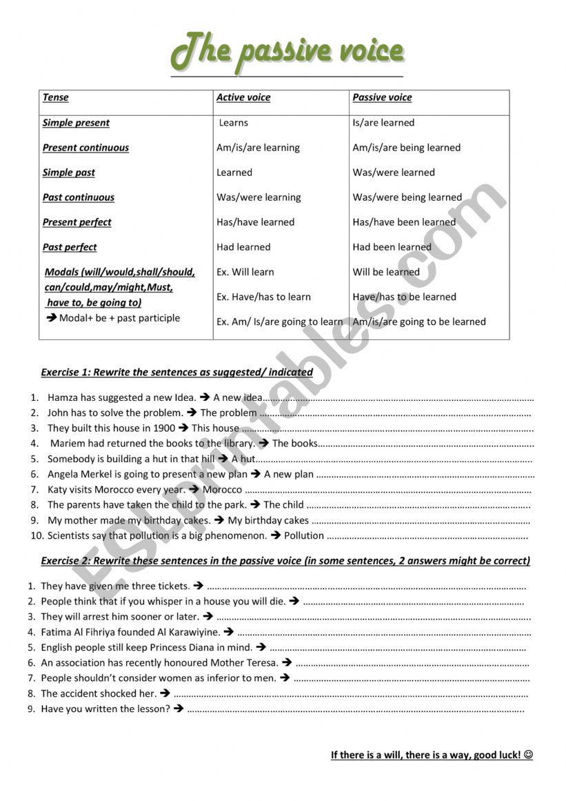 The Passive voice  worksheet