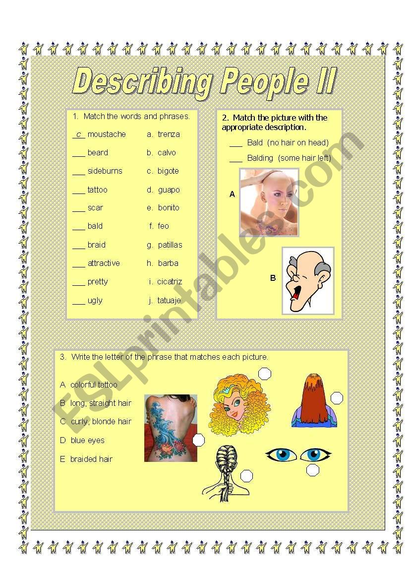 Describing People II (color) worksheet